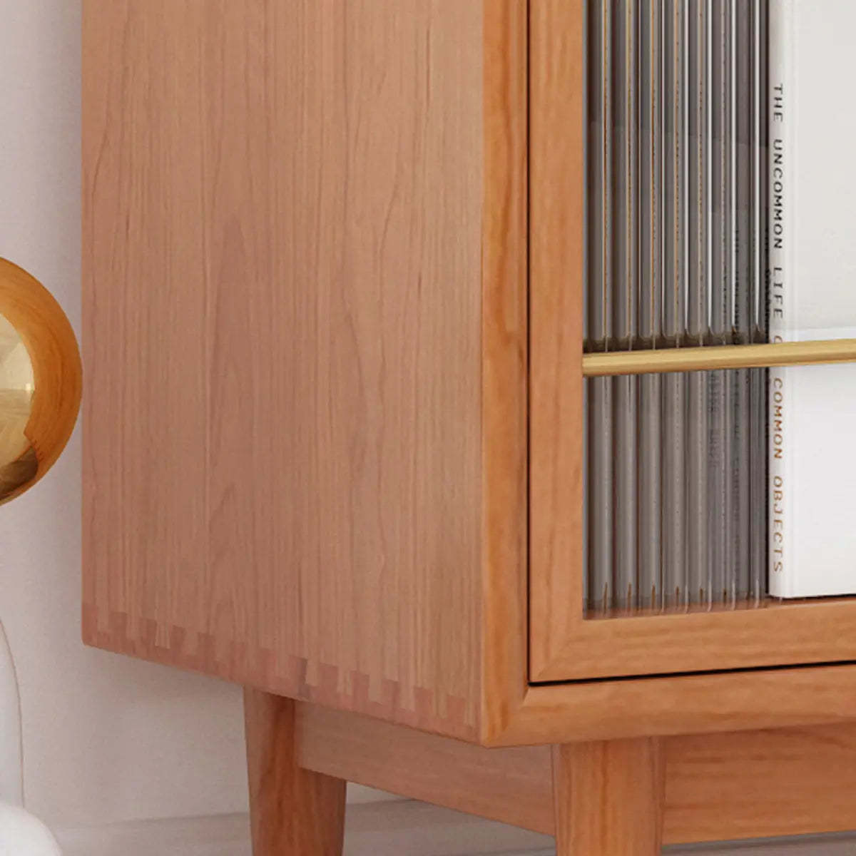 Nordic Brown Rattan Wood China Cabinet
