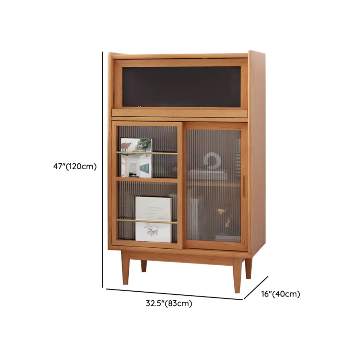 Nordic Brown Rattan Wood China Cabinet