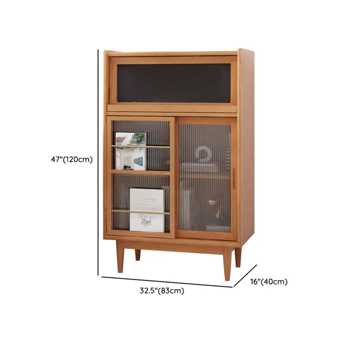 Nordic Brown Rattan Wood China Cabinet