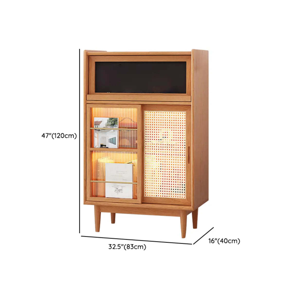 Nordic Brown Rattan Wood China Cabinet