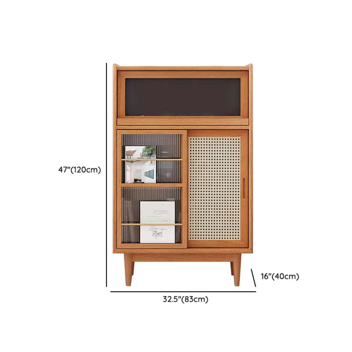 Nordic Brown Rattan Wood China Cabinet