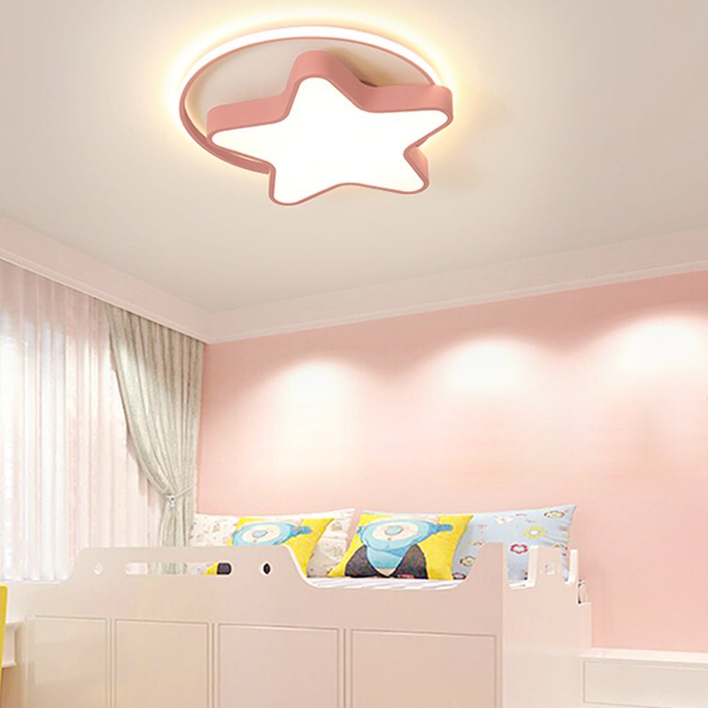 Nordic Creative Five-pointed Star Design Three Color Dimming LED Ceiling Lamp-Lighom