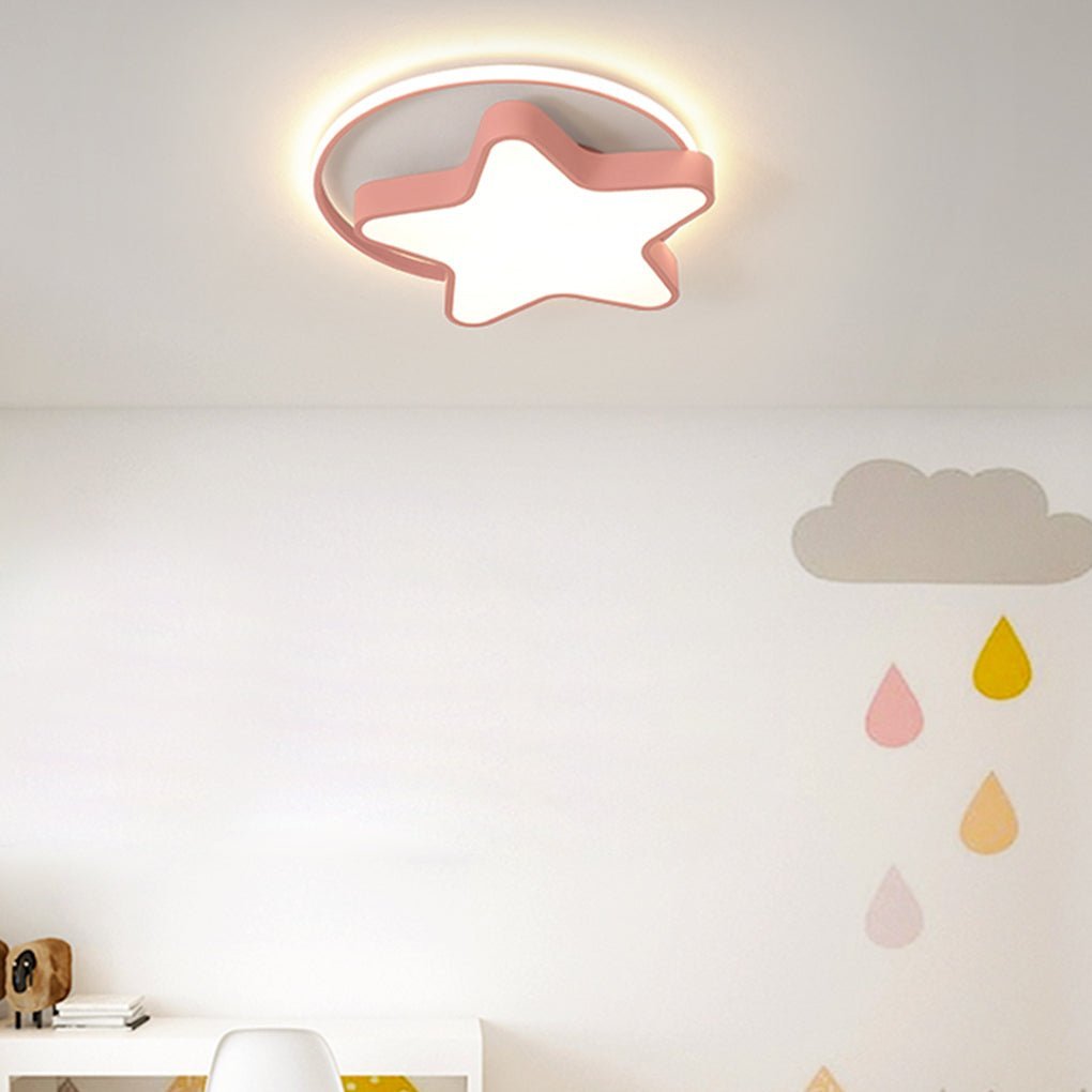 Nordic Creative Five-pointed Star Design Three Color Dimming LED Ceiling Lamp-Lighom