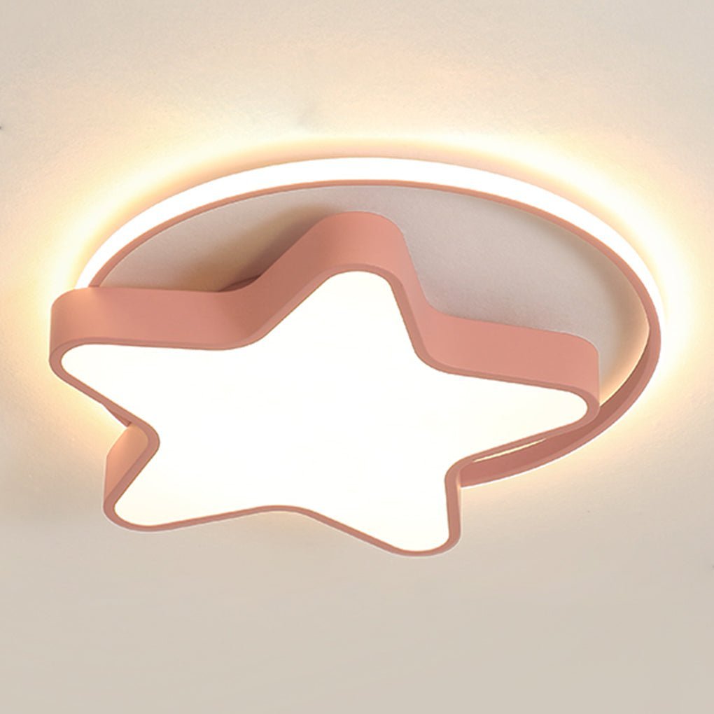 Nordic Creative Five-pointed Star Design Three Color Dimming LED Ceiling Lamp-Lighom