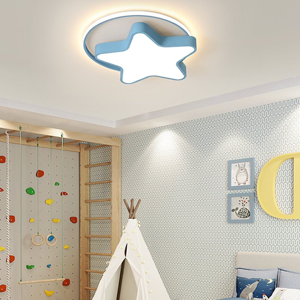 Nordic Creative Five-pointed Star Design Three Color Dimming LED Ceiling Lamp-Lighom
