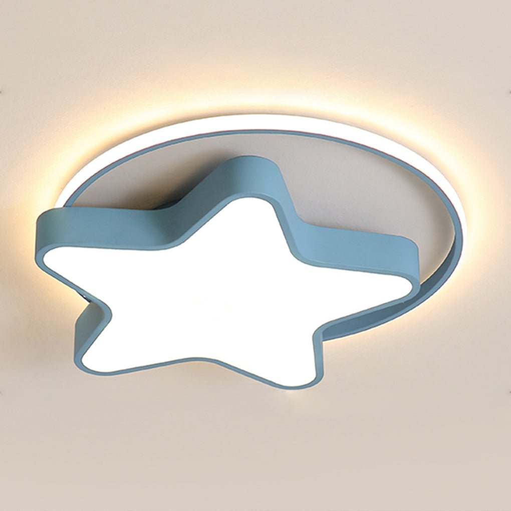Nordic Creative Five-pointed Star Design Three Color Dimming LED Ceiling Lamp-Lighom