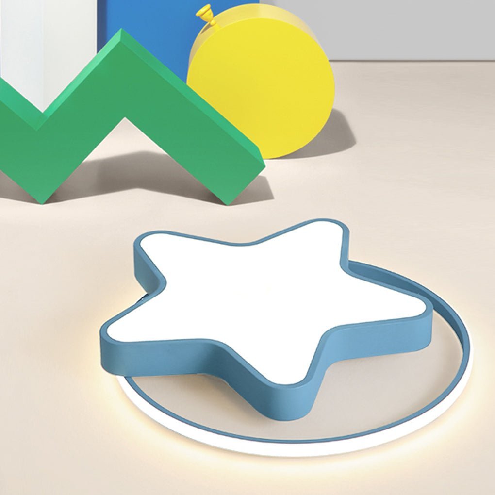 Nordic Creative Five-pointed Star Design Three Color Dimming LED Ceiling Lamp-Lighom