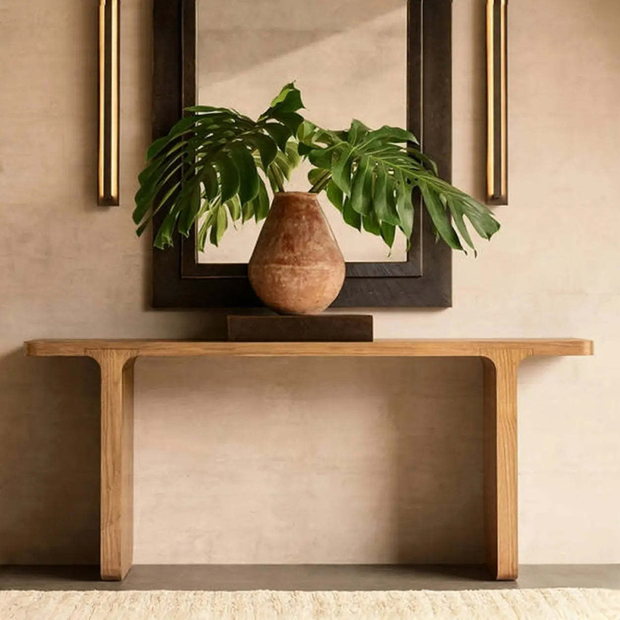 Nordic Wood Console Table — Nut-Brown