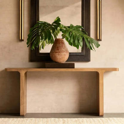 Nordic Wood Console Table — Nut-Brown