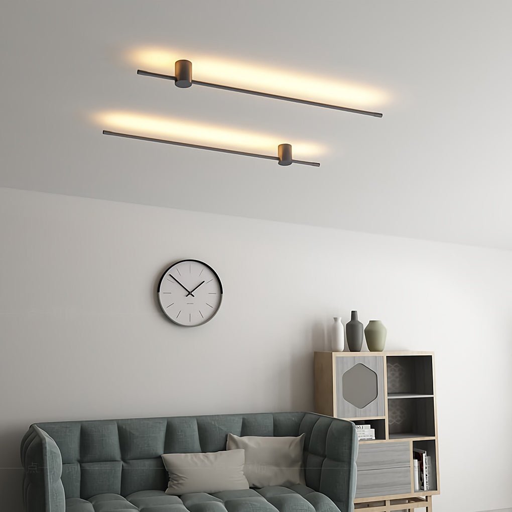 Industrial linear bedside black led wall lights, Lighom — 23.6" L / Warm White (3000K) / Matte Black