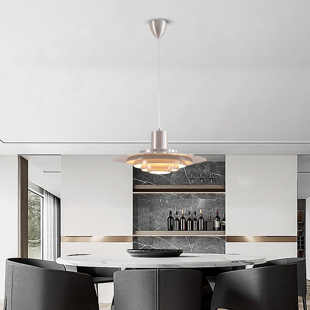 Modern multi-layer cafe pendant lighting in metal — 19" Diameter / Polished Chrome