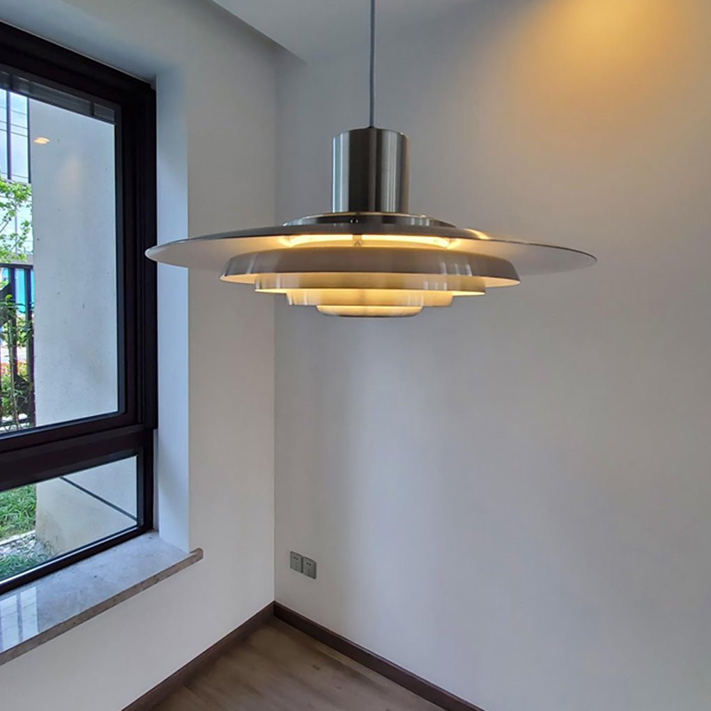 Modern multi-layer cafe pendant lighting in metal