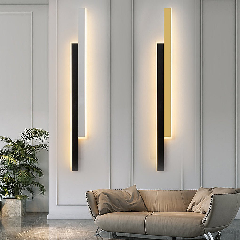 Nordic Minimalist Double Long Strip LED Wall Lamp for Living Room Bedside Aisle-Lighom