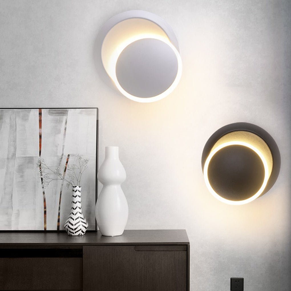 Nordic Minimalist LED Rotatable Round Wall Lights for Living Room Dining Room Cafe-Lighom