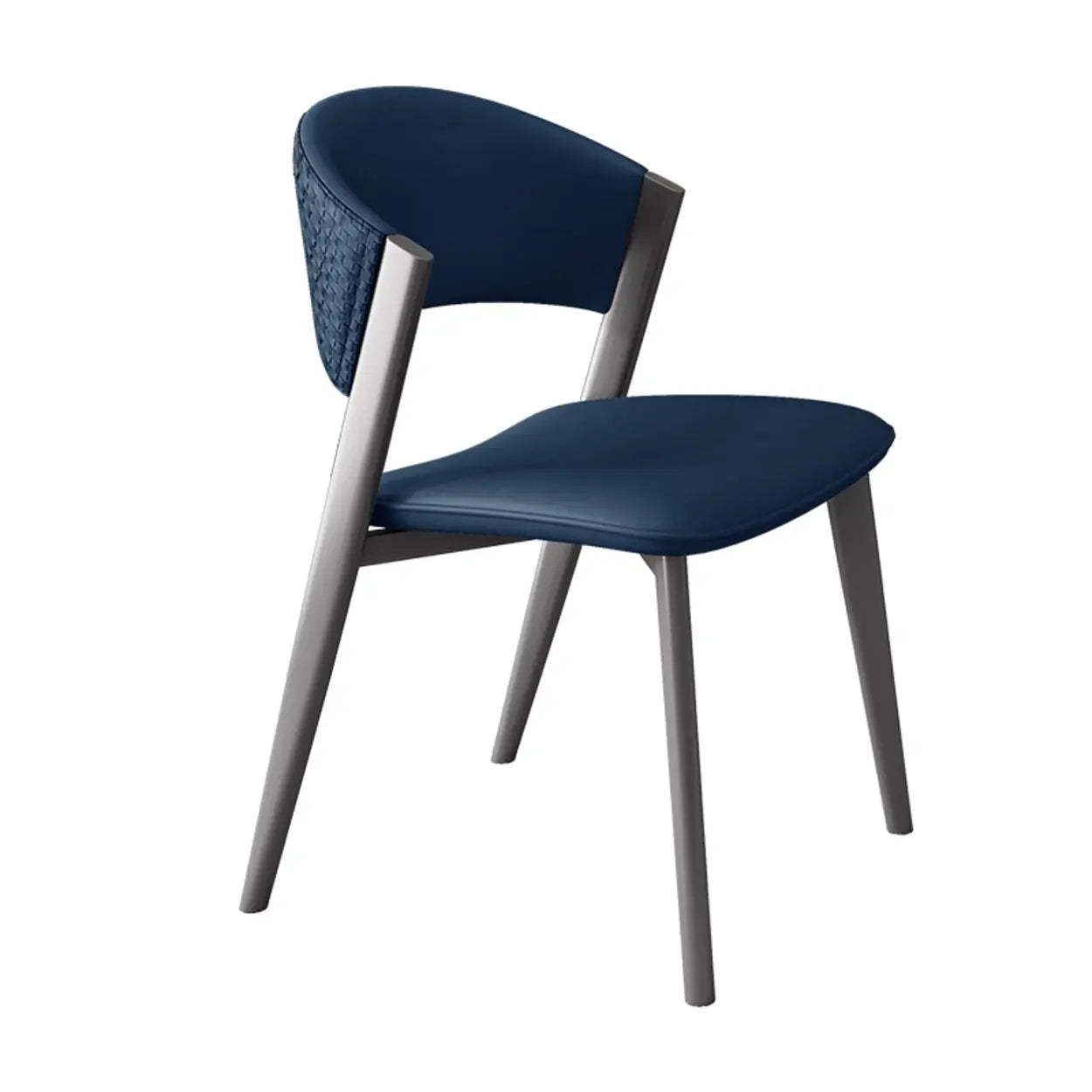 Nordic Curved Open-Back Faux Leather Dining Chair — Light Green / Gray