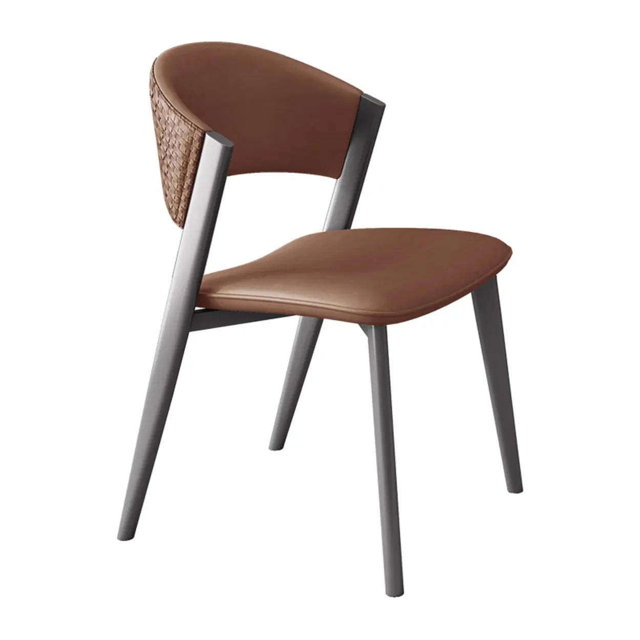 Nordic Curved Open-Back Faux Leather Dining Chair