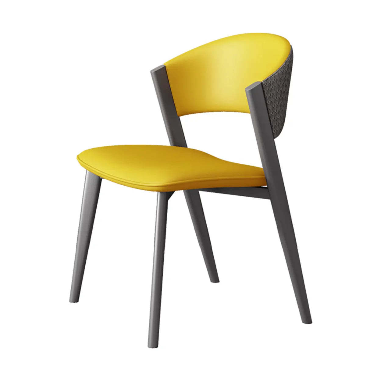 Nordic Curved Open-Back Faux Leather Dining Chair