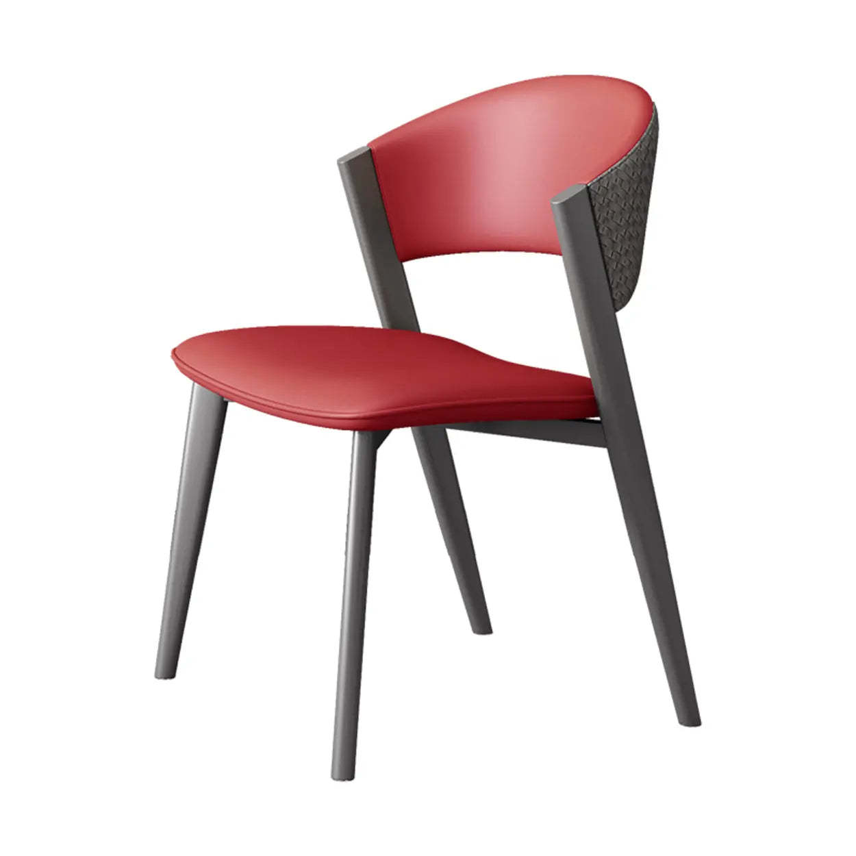 Nordic Curved Open-Back Faux Leather Dining Chair