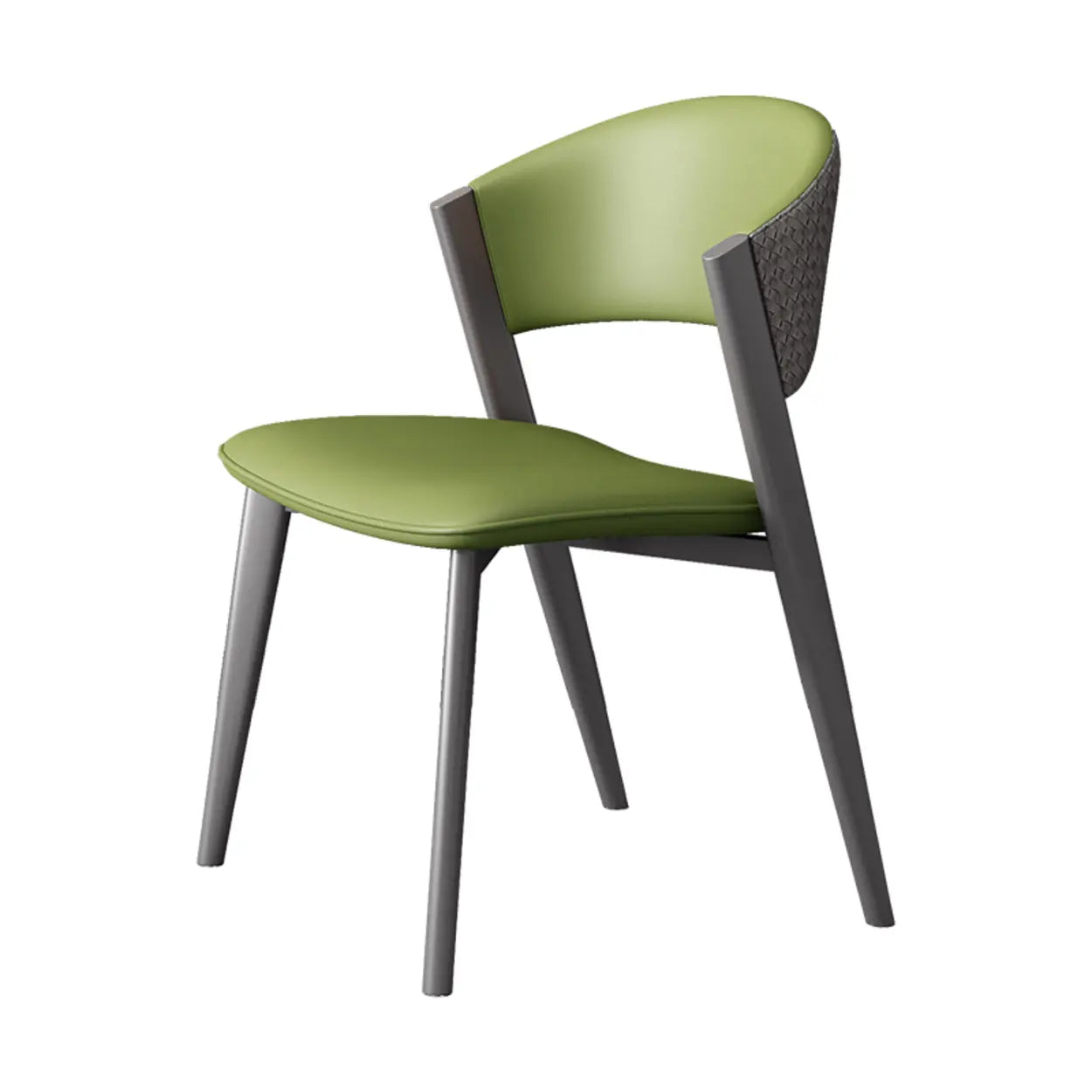 Nordic Curved Open-Back Faux Leather Dining Chair