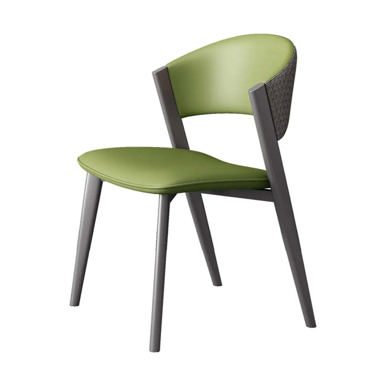 Nordic Curved Open-Back Faux Leather Dining Chair