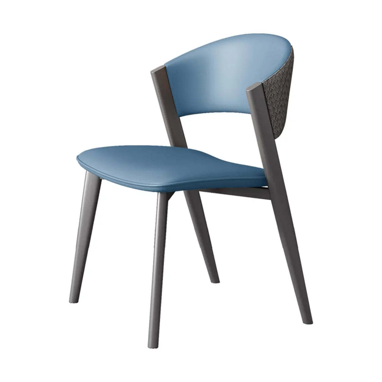 Open-back faux leather dining chairs & benches for kitchen — Blue / Gray