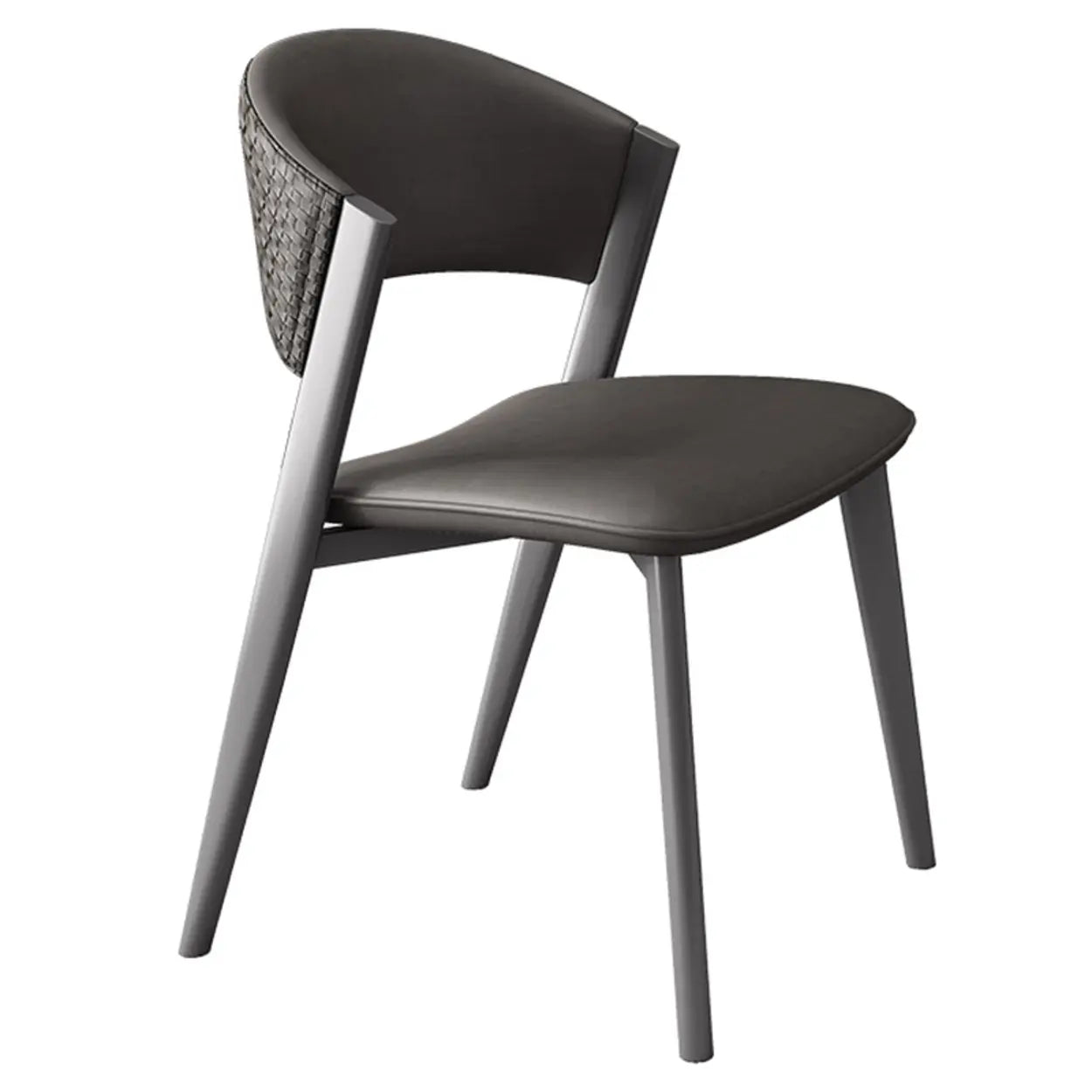 Nordic Curved Open-Back Faux Leather Dining Chair — Dark Blue / Dark Blue