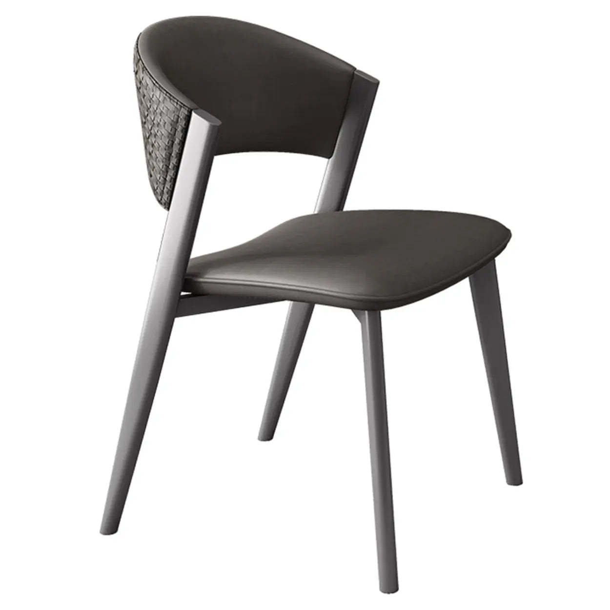 Nordic Curved Open-Back Faux Leather Dining Chair — Dark Blue / Dark Blue