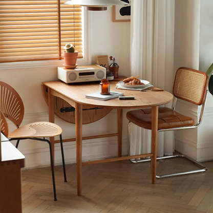 Nordic Natural Wood Oval Drop-Leaf Dining Table