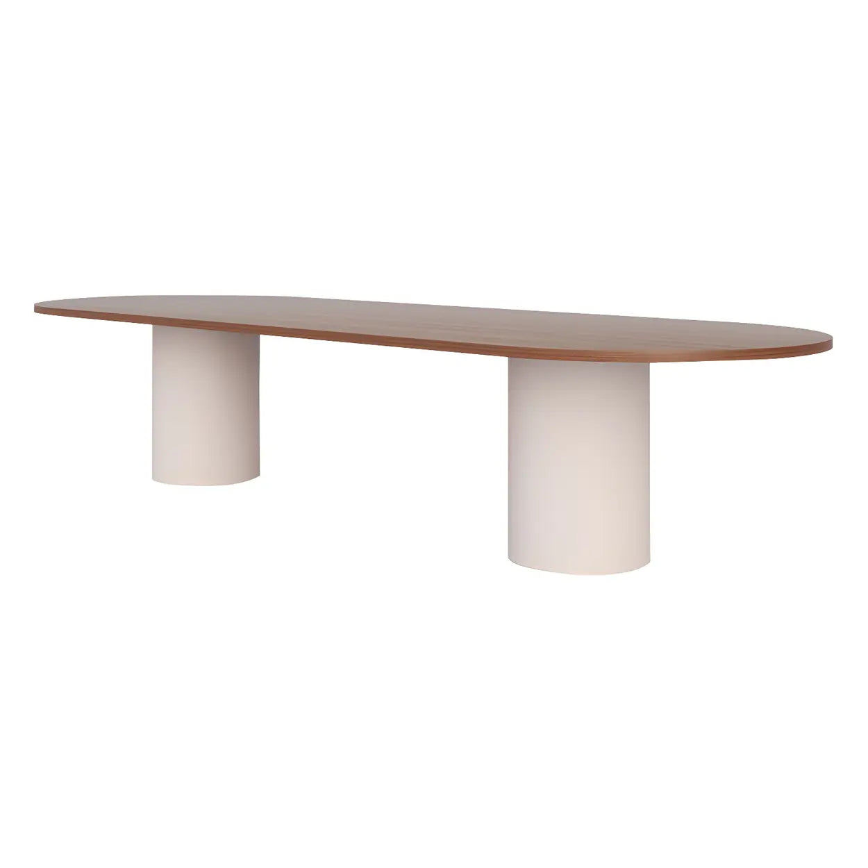 Nordic Oval White Wood Double-Pedestal Dining Table — White / Table Only