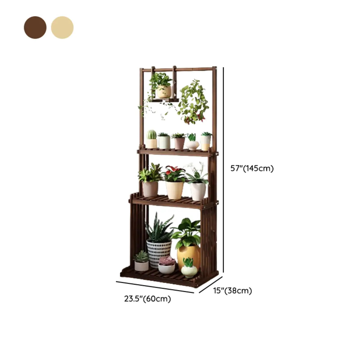 Nordic Brown Wood Rolling Plant Stand — Natural