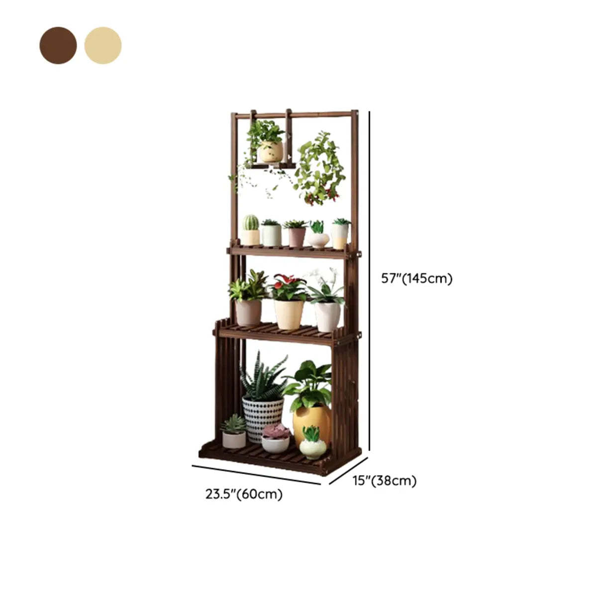 Nordic Brown Wood Rolling Plant Stand — Natural