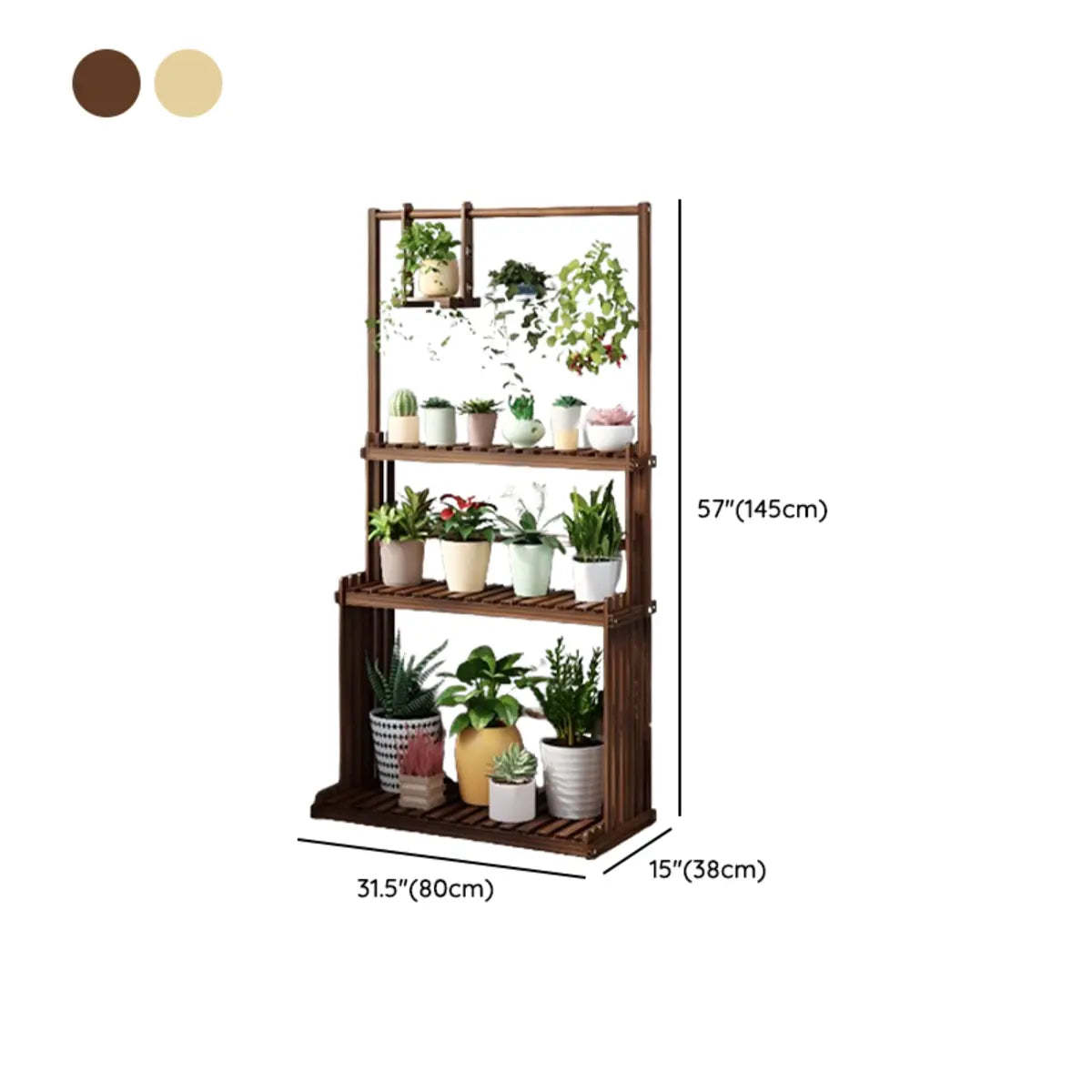 Nordic Brown Wood Rolling Plant Stand — Natural