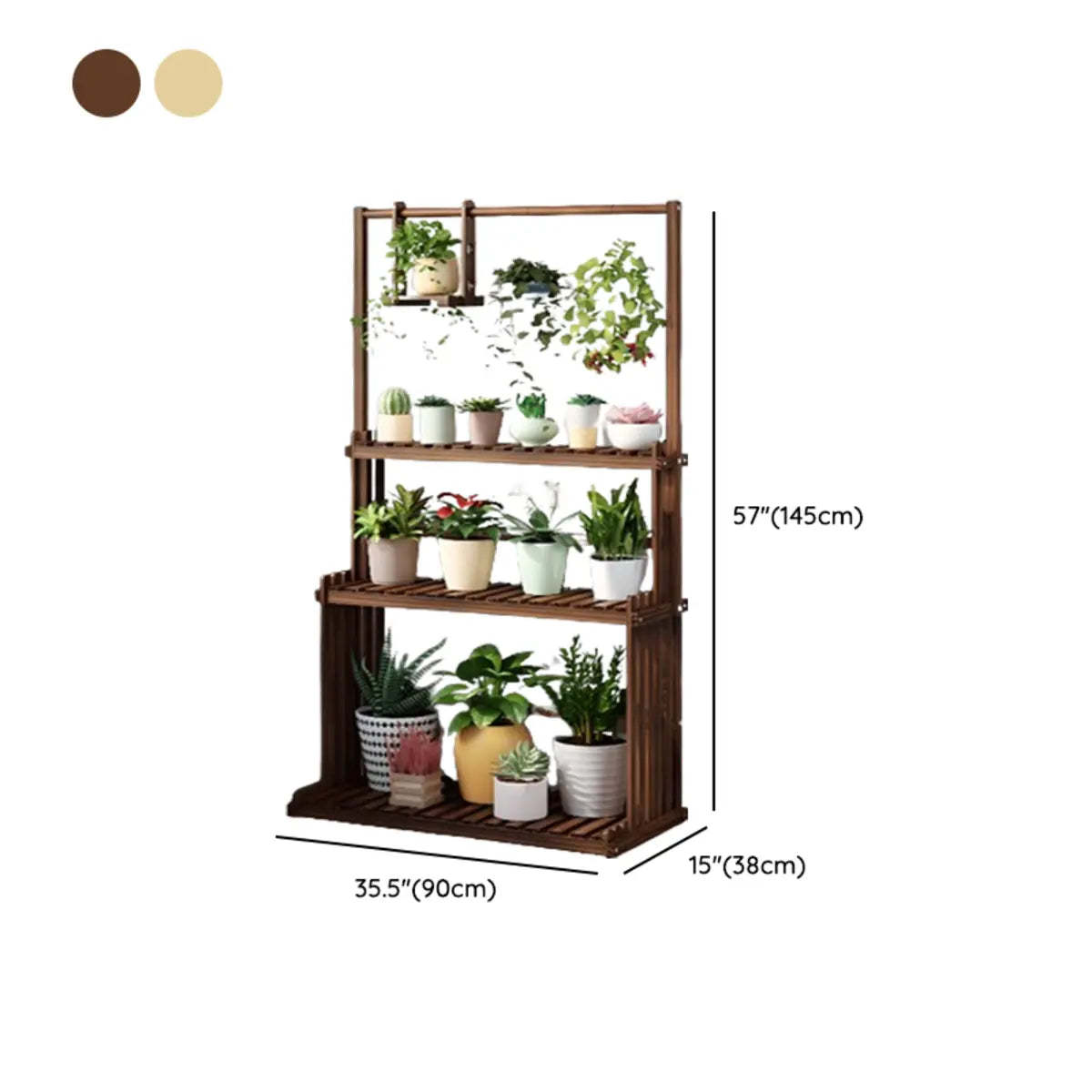 Nordic Brown Wood Rolling Plant Stand — Brown