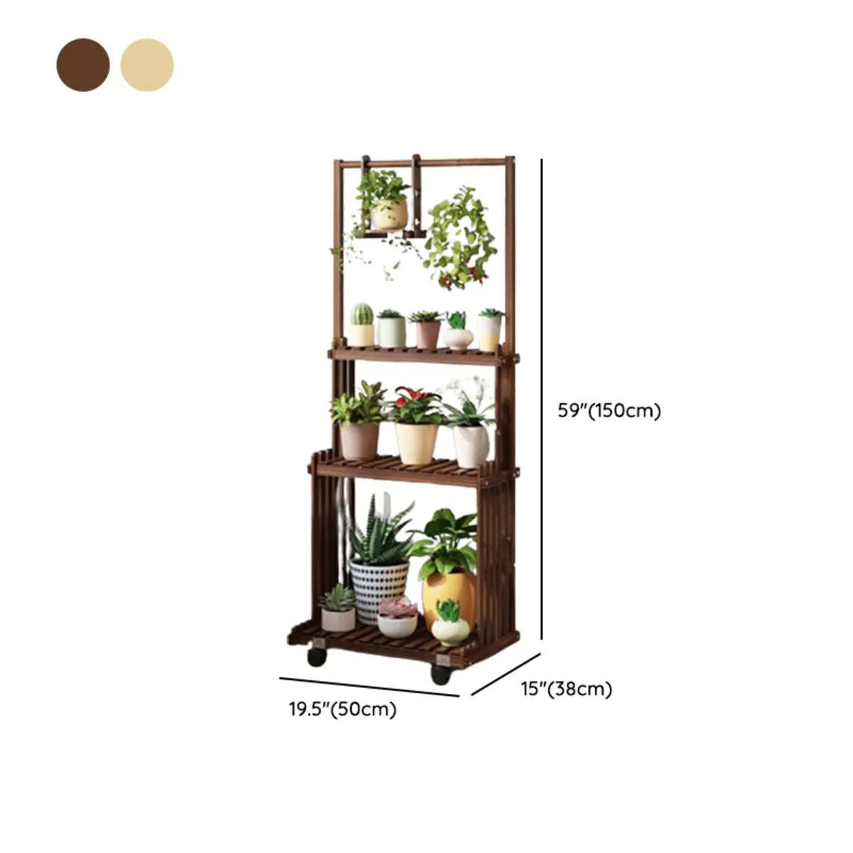 Nordic Brown Wood Rolling Plant Stand — Brown