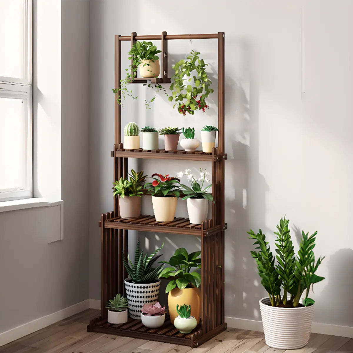 Nordic stand plant brown wood -f1 plant stand l, Lighom — 20" L x 15" W x 57" H