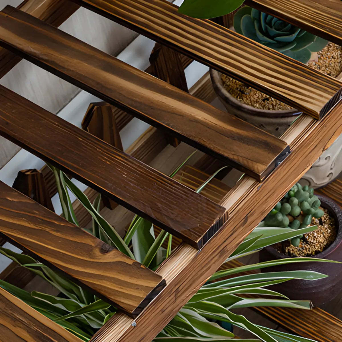Nordic Brown Wood Rolling Plant Stand — Brown
