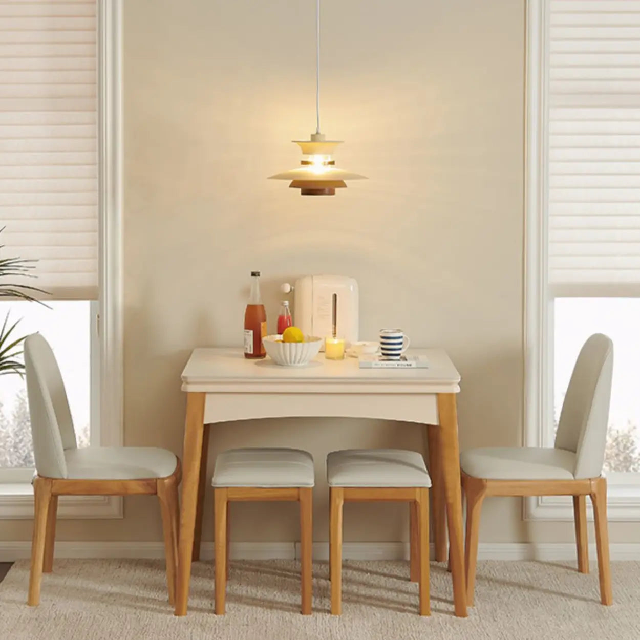Nordic Rectangular Chalk Stone Extendable Dining Table