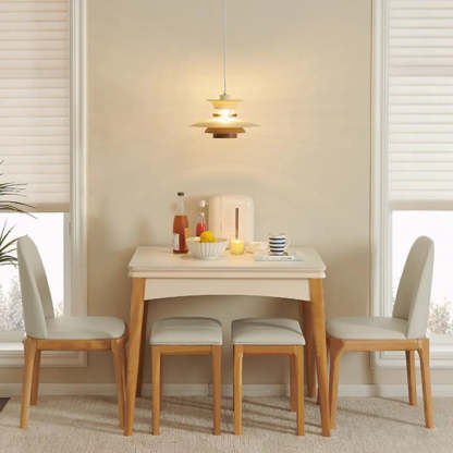 Nordic Rectangular Chalk Stone Extendable Dining Table — Table Only