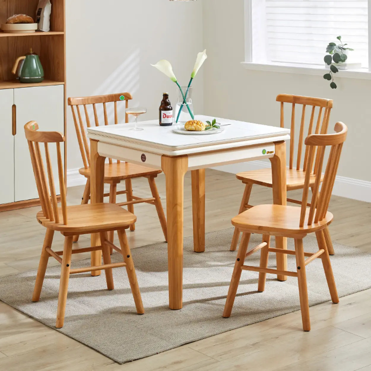 Nordic Rectangular Chalk Stone Extendable Dining Table