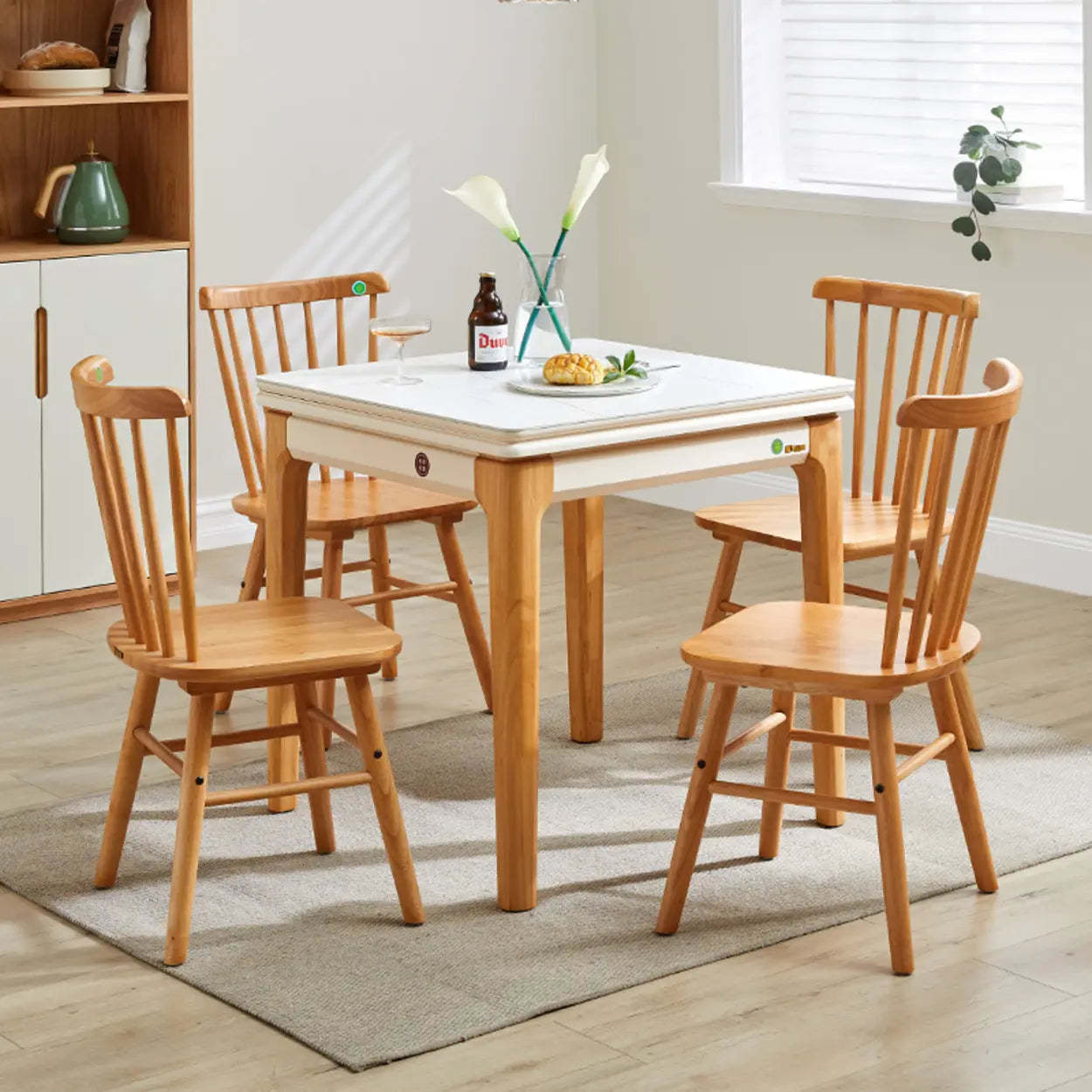 Nordic Rectangular Chalk Stone Extendable Dining Table