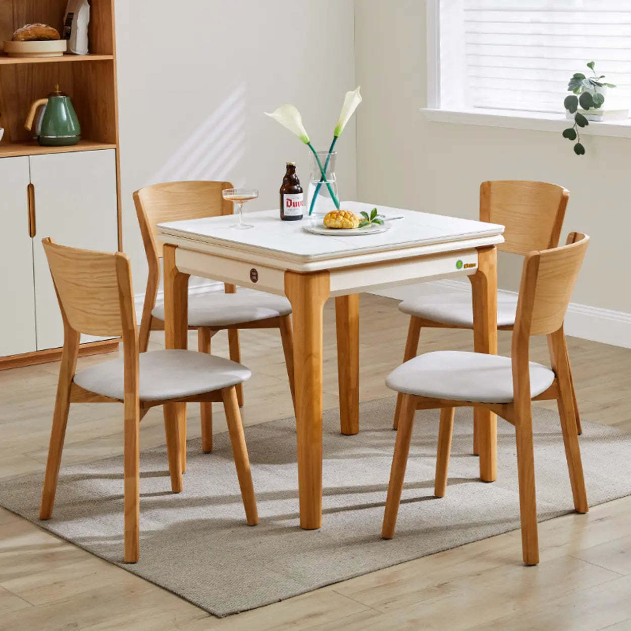 Nordic Rectangular Chalk Stone Extendable Dining Table