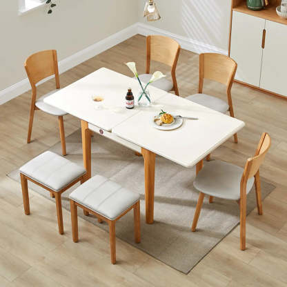 Nordic Rectangular Chalk Stone Extendable Dining Table