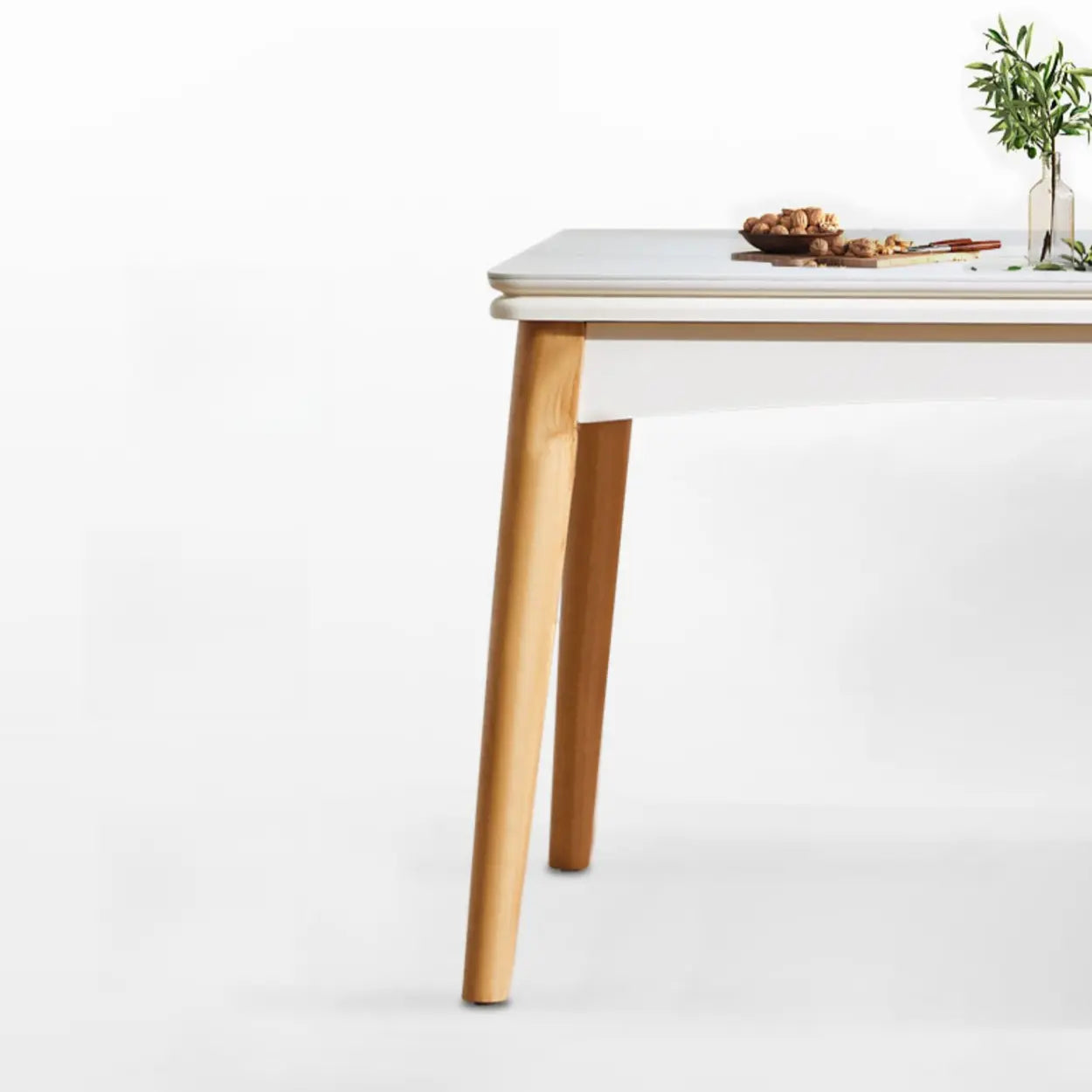 Nordic Rectangular Chalk Stone Extendable Dining Table