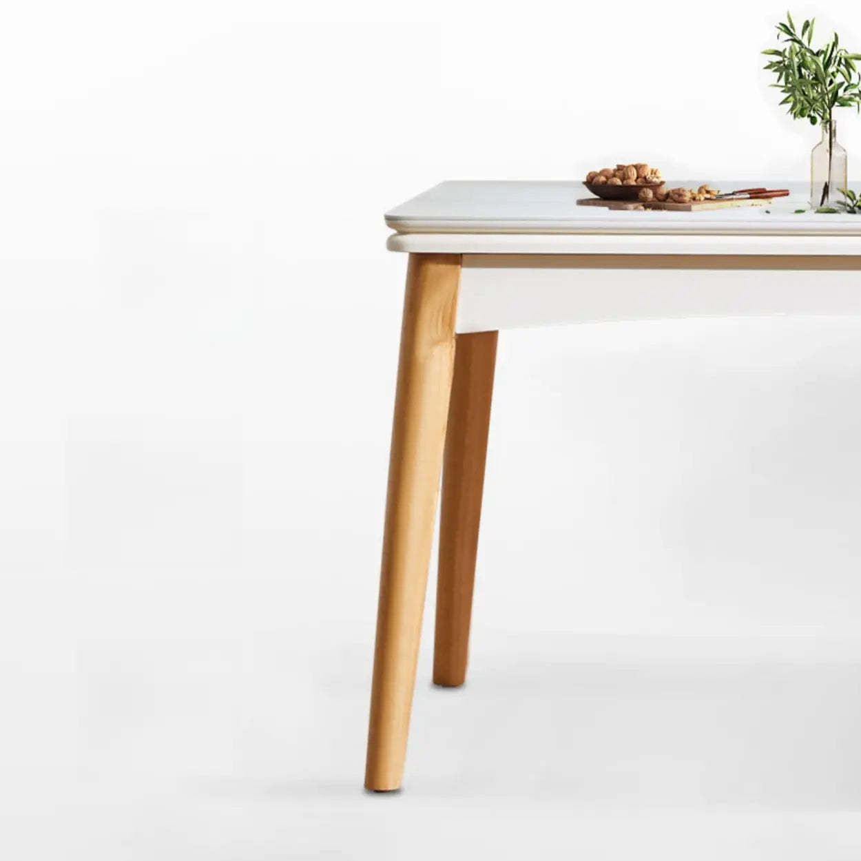 Nordic Rectangular Chalk Stone Extendable Dining Table