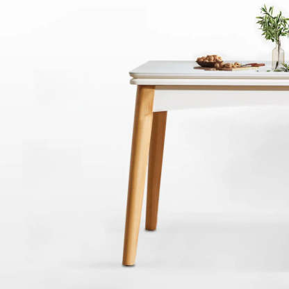 Nordic Rectangular Chalk Stone Extendable Dining Table