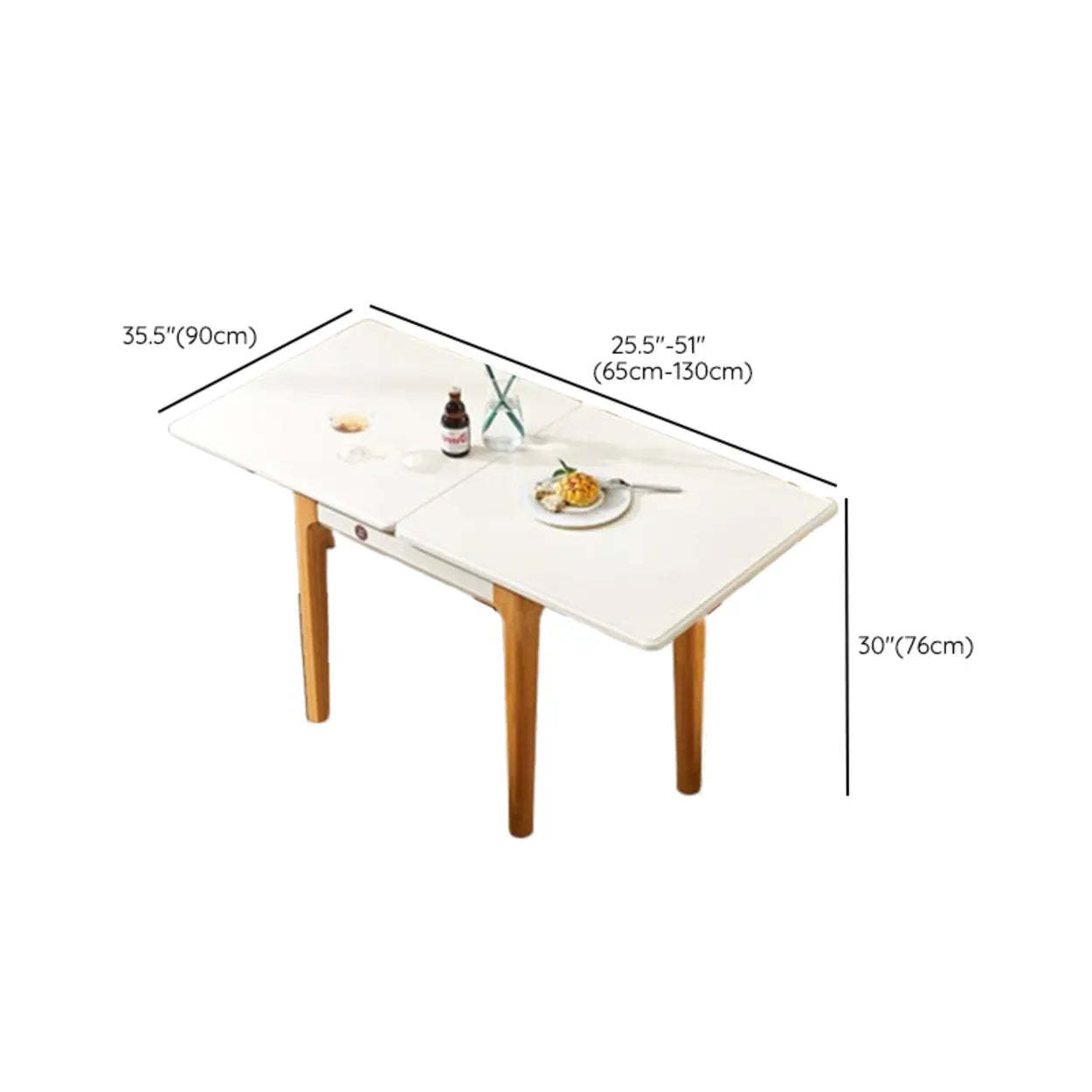 Nordic Rectangular Chalk Stone Extendable Dining Table