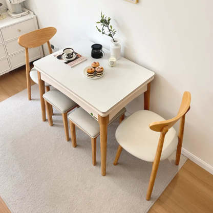 Nordic Rectangular Chalk Stone Extendable Dining Table — Table Only