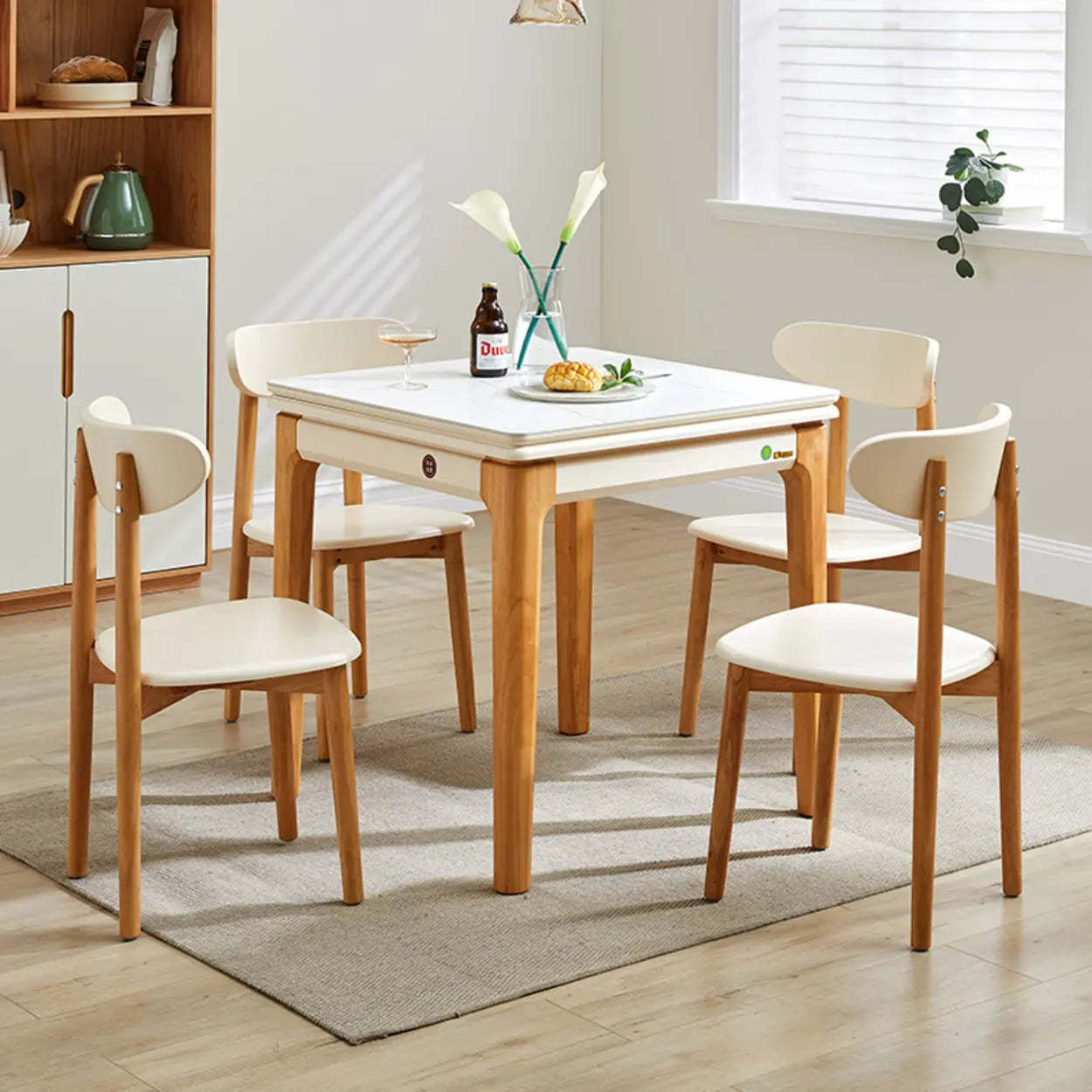 Nordic Rectangular Chalk Stone Extendable Dining Table