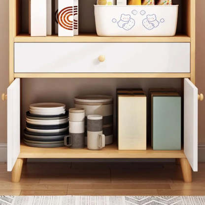 Nordic Oak Rectangular Kitchen China Cabinet — Oak / Drawer Not Included