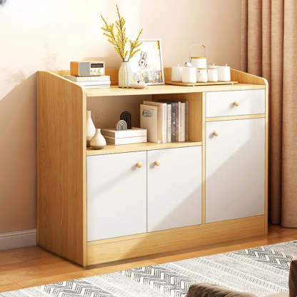 Nordic Oak Rectangular Kitchen China Cabinet — Oak / 1